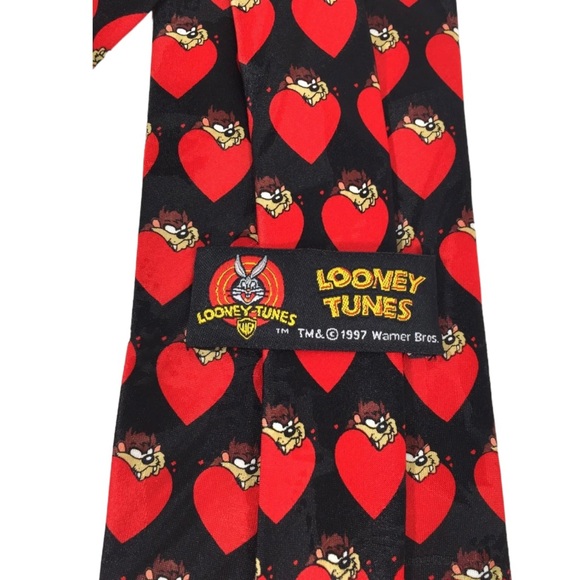 Looney Tunes Tasmanian Devil Neck Tie With Hearts Tazmanian Taz - Picture 4 of 6